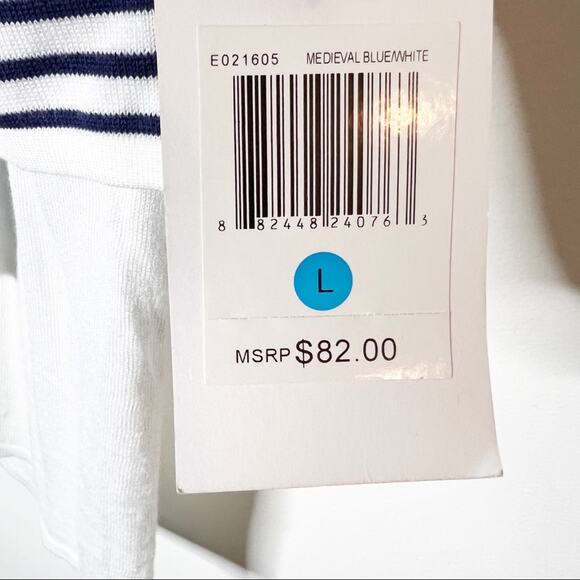 NWT Evolution by Cyrus Sleeveless Medieval/White Stripe Top SZ L - Picture 8 of 8